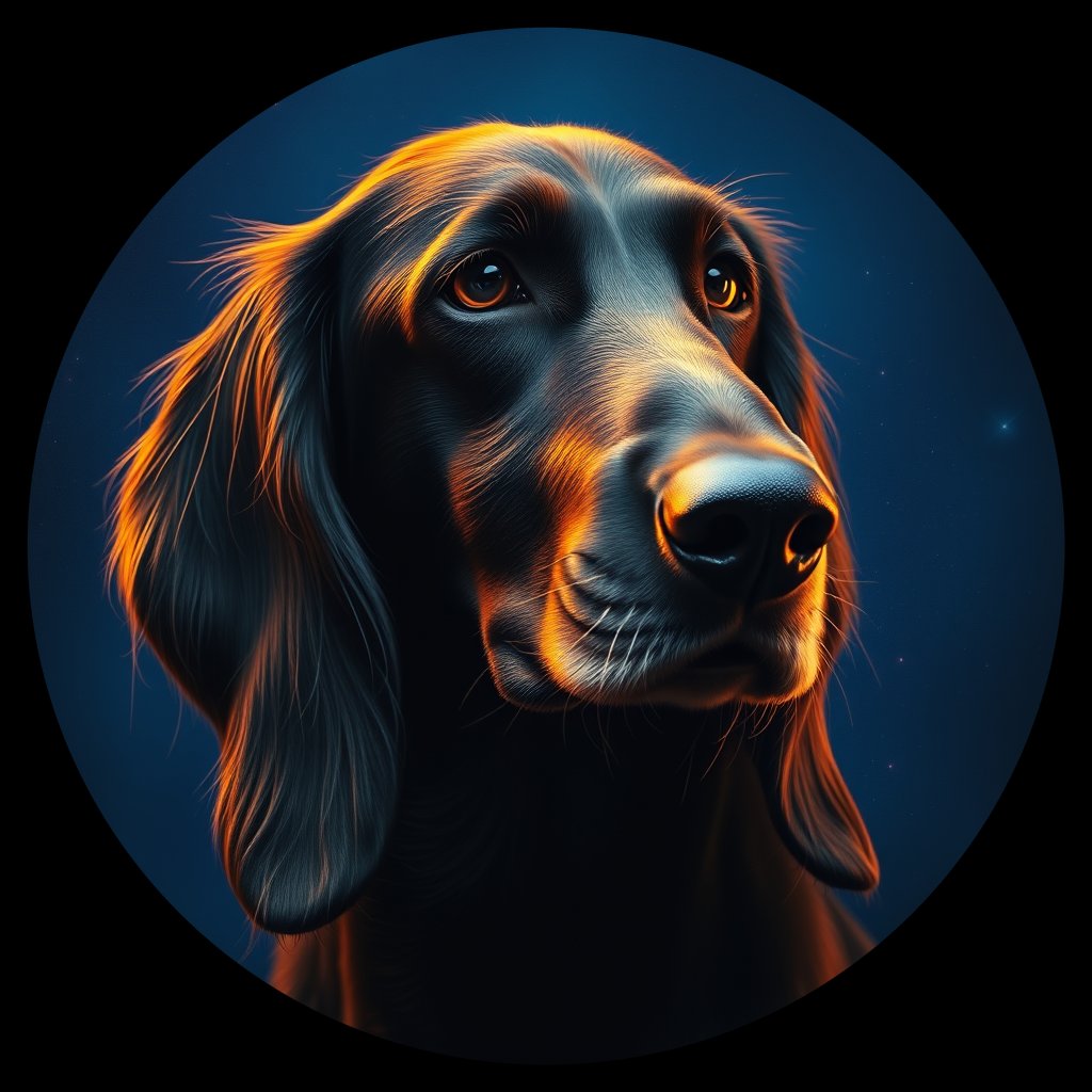 Cosmic medallion portrait of AFGH_AFGH_14486, a Afghan Hound