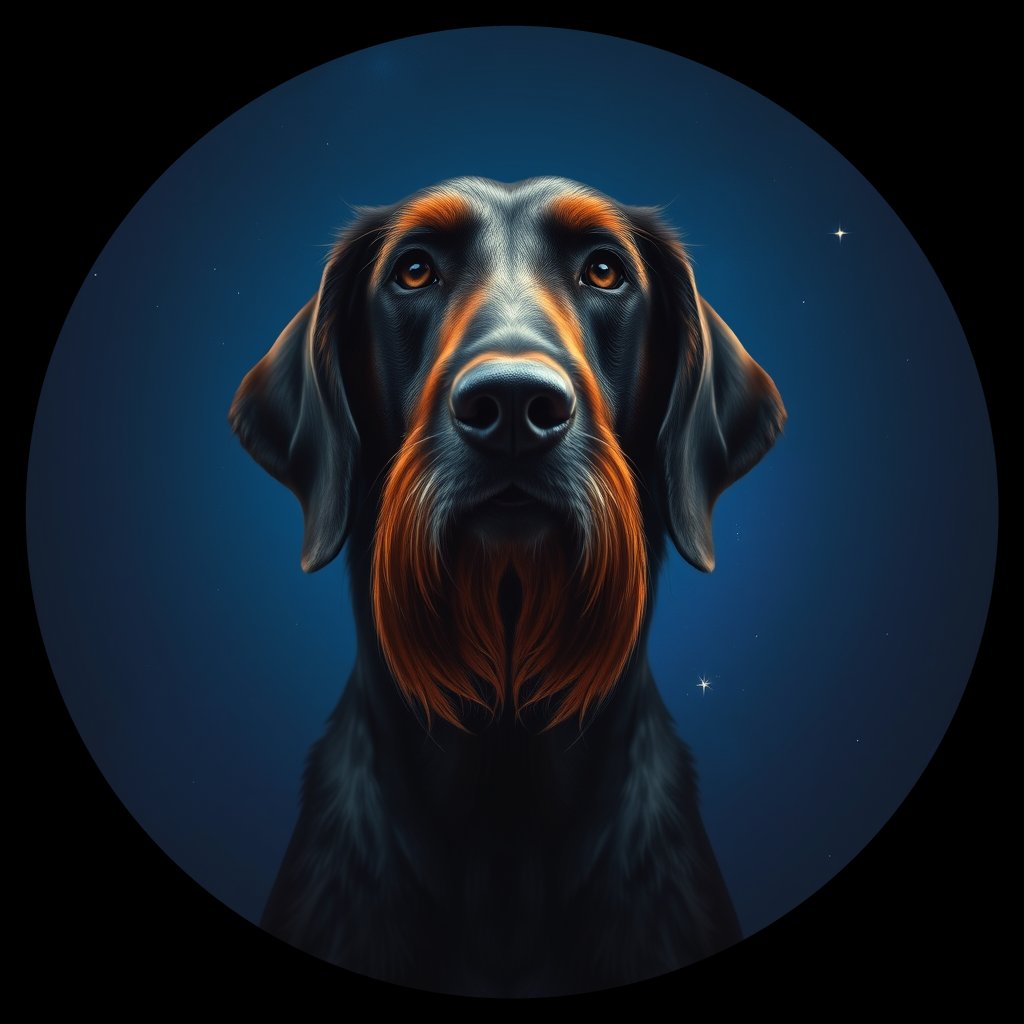 Cosmic medallion portrait of AFGH_AFGH_27384, a Afghan Hound