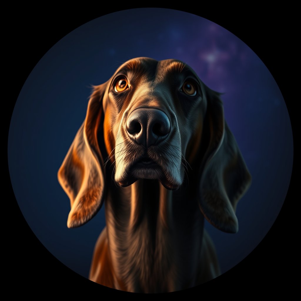 Cosmic medallion portrait of AFGH_AFGH_27567, a Afghan Hound