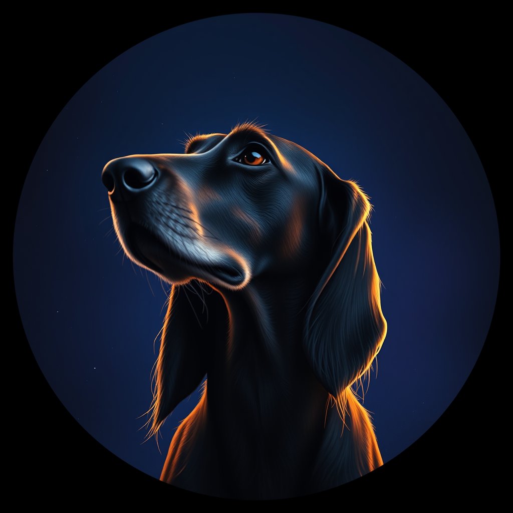 Cosmic medallion portrait of AFGH_AFGH_27917, a Afghan Hound