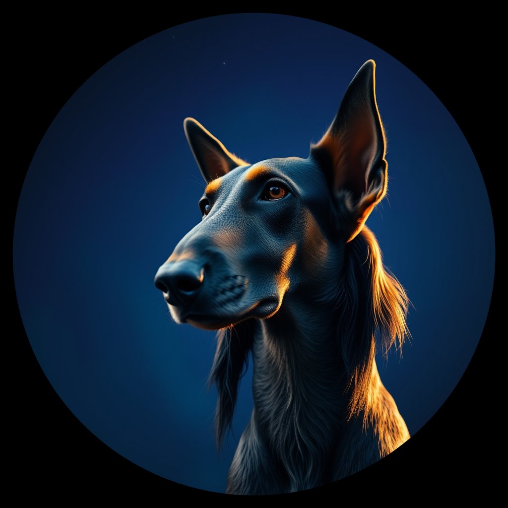 Cosmic medallion portrait of AFGH_AFGH_27918, a Afghan Hound