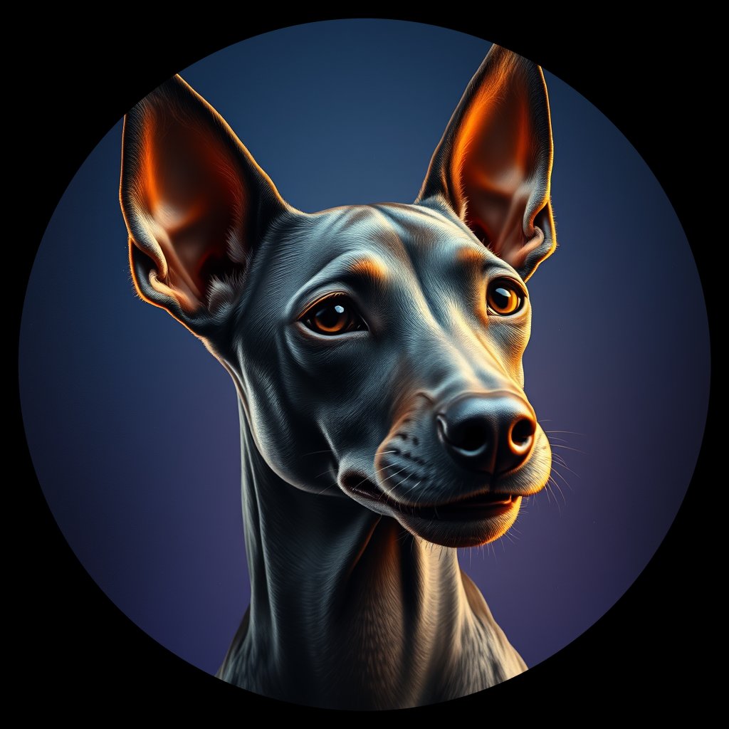 Cosmic medallion portrait of AHRT_AHRT_01080, a American Hairless Terrier