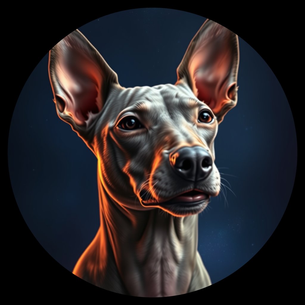 Cosmic medallion portrait of AHRT_AHRT_01117, a American Hairless Terrier