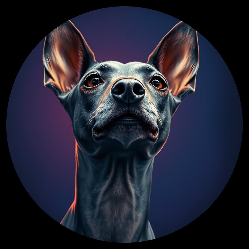 Cosmic medallion portrait of AHRT_AHRT_01121, a American Hairless Terrier