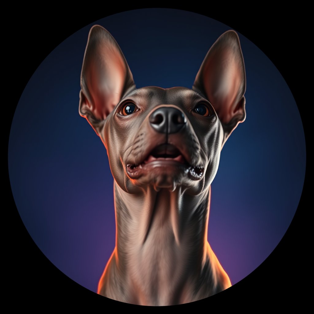 Cosmic medallion portrait of AHRT_AHRT_01123, a American Hairless Terrier