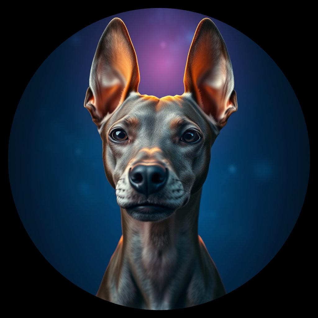 Cosmic medallion portrait of AHRT_AHRT_24735, a American Hairless Terrier