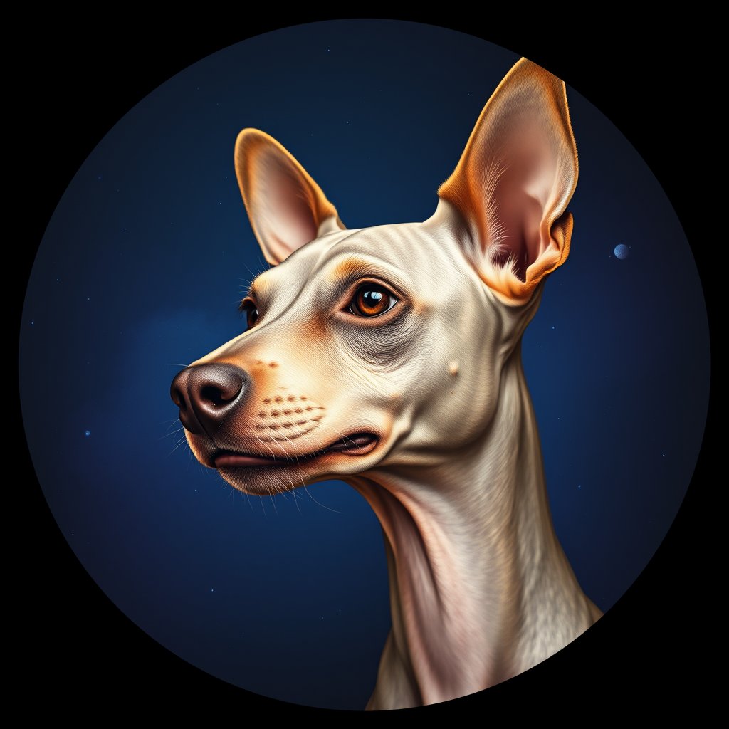 Cosmic medallion portrait of AHRT_AHRT_25647, a American Hairless Terrier