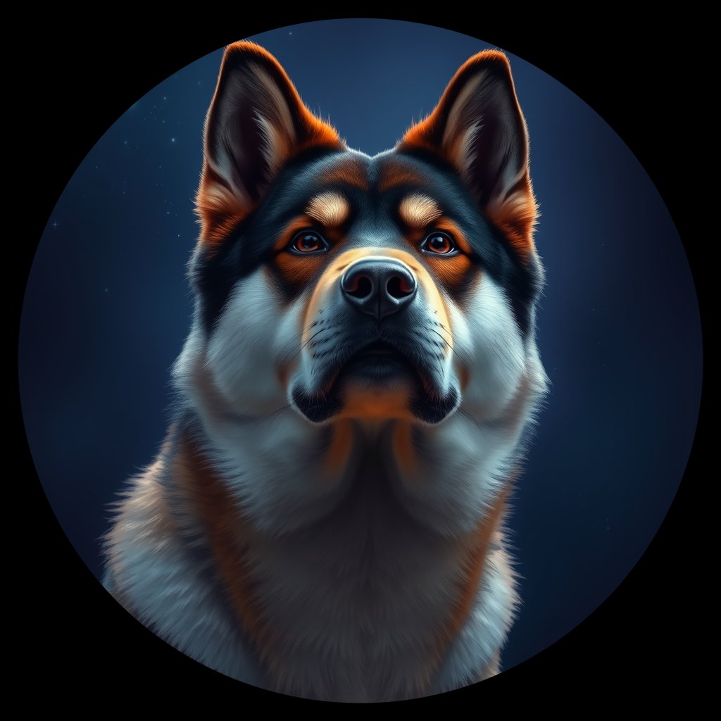 Cosmic medallion portrait of AKIT_AKIT_01273, a Akita