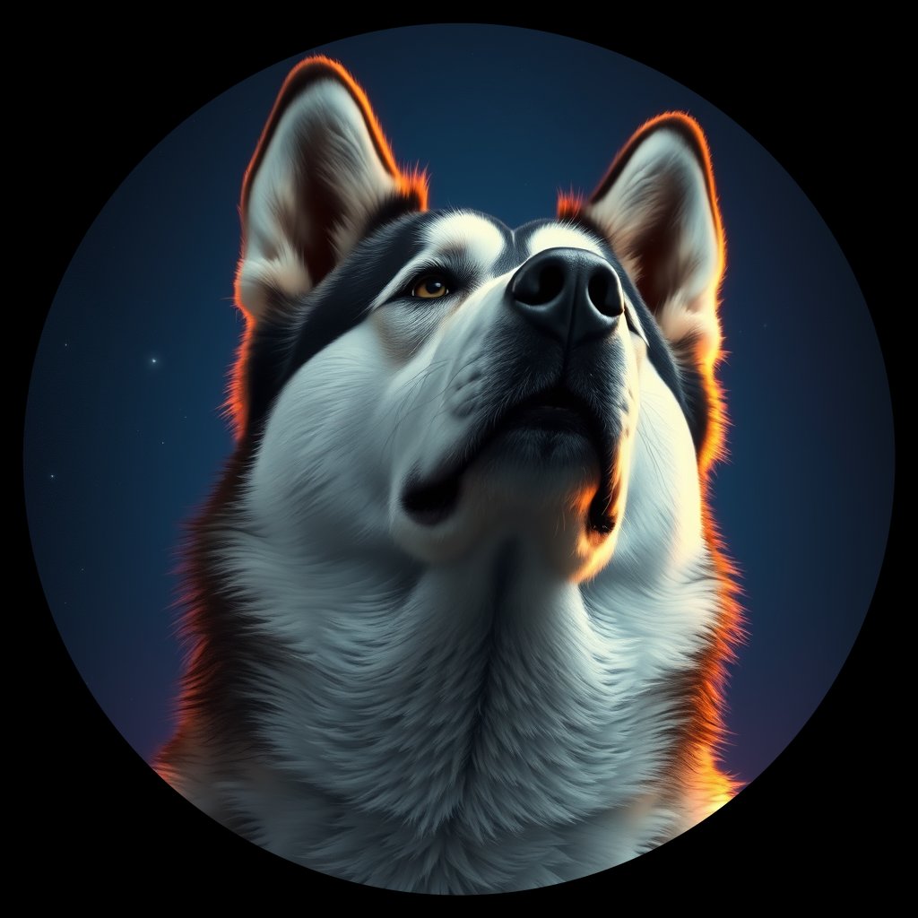 Cosmic medallion portrait of AMAL_AMAL_27127, a Alaskan Malamute