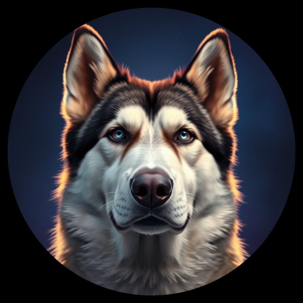 Cosmic medallion portrait of AMAL_AMAL_29544, a Alaskan Malamute