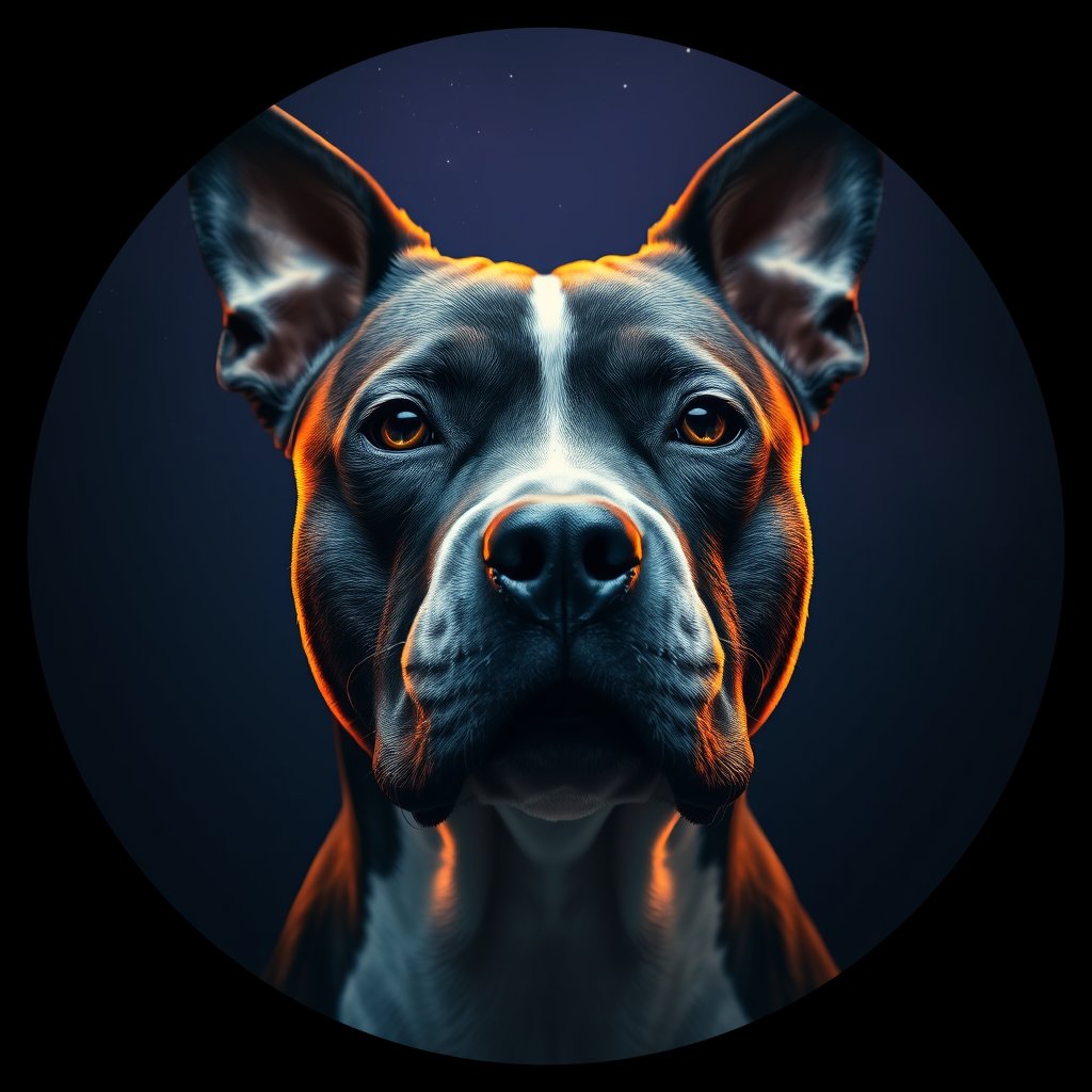 Cosmic medallion portrait of AMST_AMST_28499, a American Staffordshire Terrier