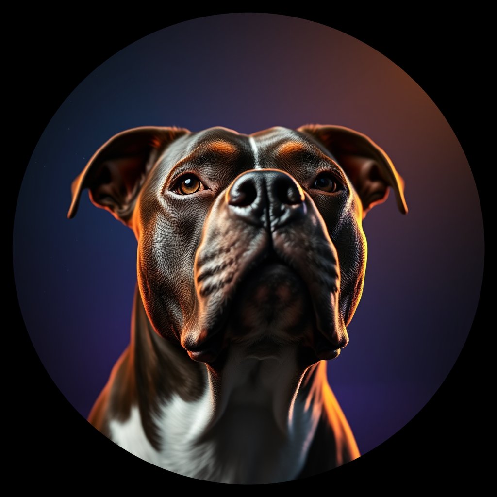 Cosmic medallion portrait of AMST_AMST_29567, a American Staffordshire Terrier