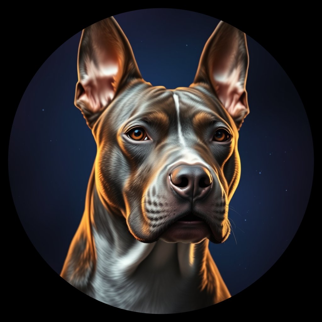 Cosmic medallion portrait of AMST_AMST_Z6A12, a American Staffordshire Terrier
