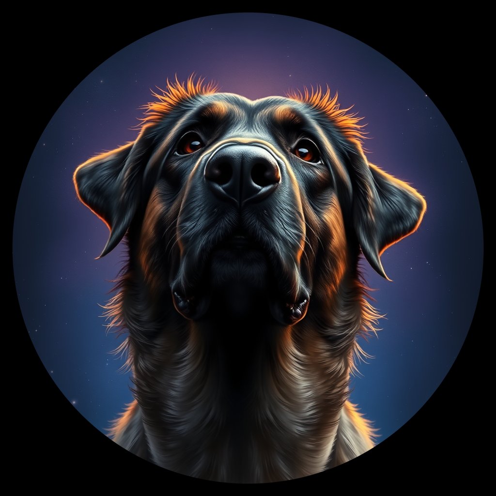 Cosmic medallion portrait of ANAT_ANAT_07063, a Anatolian Shepherd