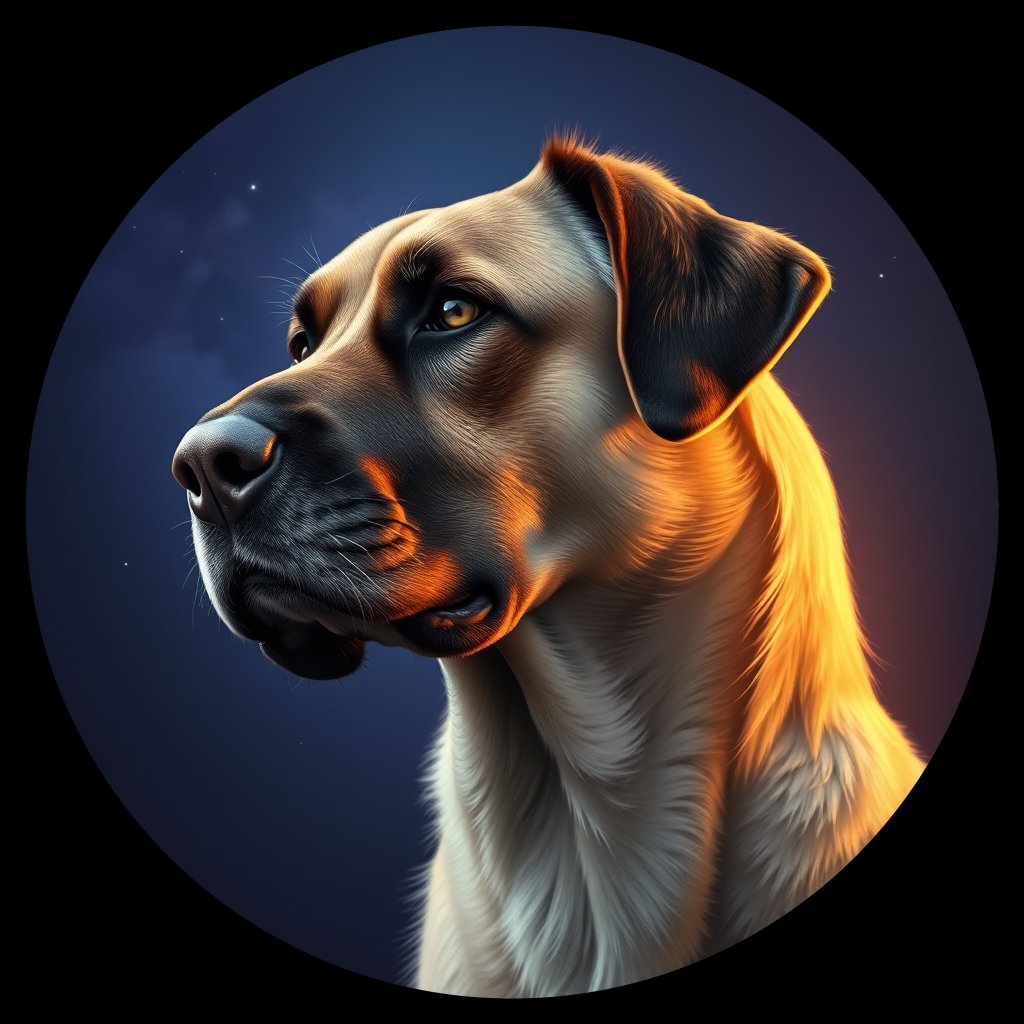 Cosmic medallion portrait of ANAT_ANAT_07584, a Anatolian Shepherd