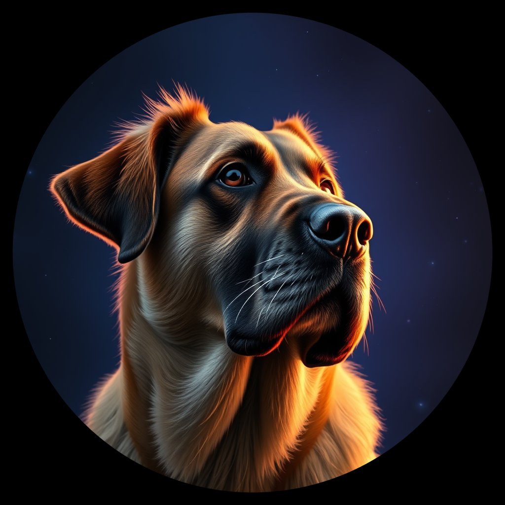 Cosmic medallion portrait of ANAT_ANAT_07680, a Anatolian Shepherd