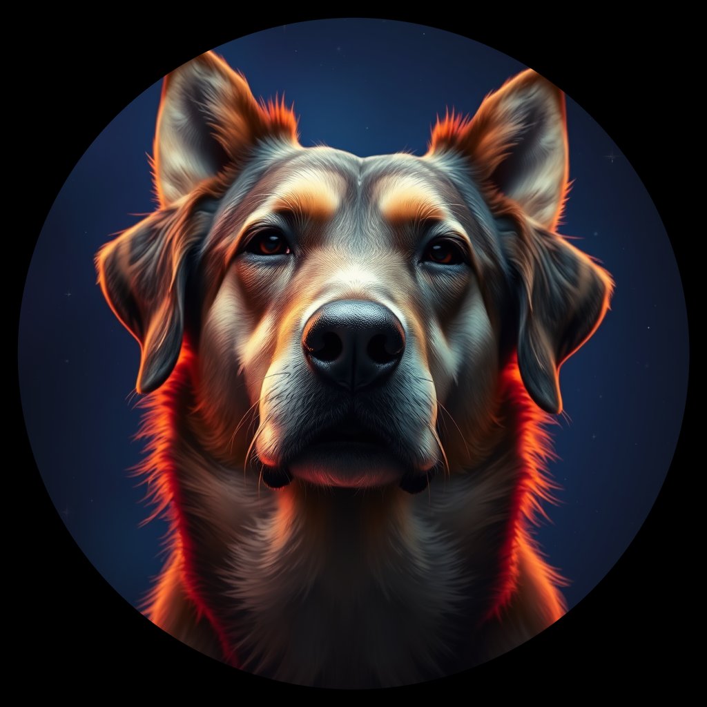 Cosmic medallion portrait of ARM_ARM_39A, a Village Dog Armenia