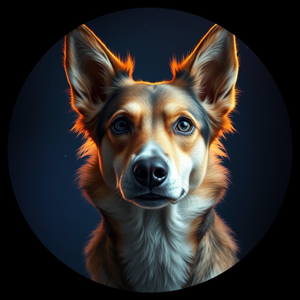 Cosmic medallion portrait of ARM_ARM_44A, a Village Dog Armenia