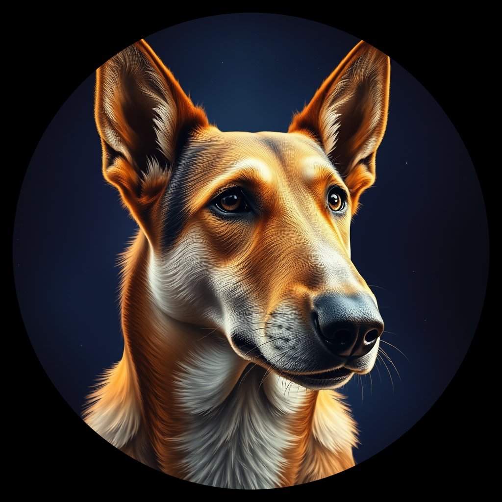 Cosmic medallion portrait of ARM_ARM_47A, a Village Dog Armenia