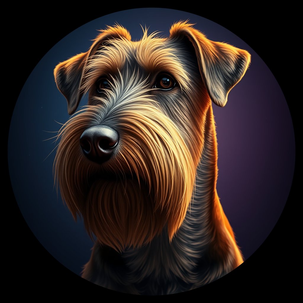 Cosmic medallion portrait of AT_33568_AT_33568, a Airedale Terrier