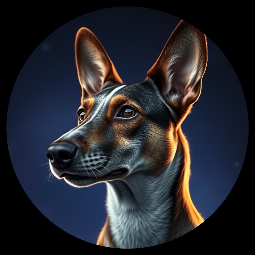 Cosmic medallion portrait of AUCD_AUCD_09994, a Australian Cattle Dog
