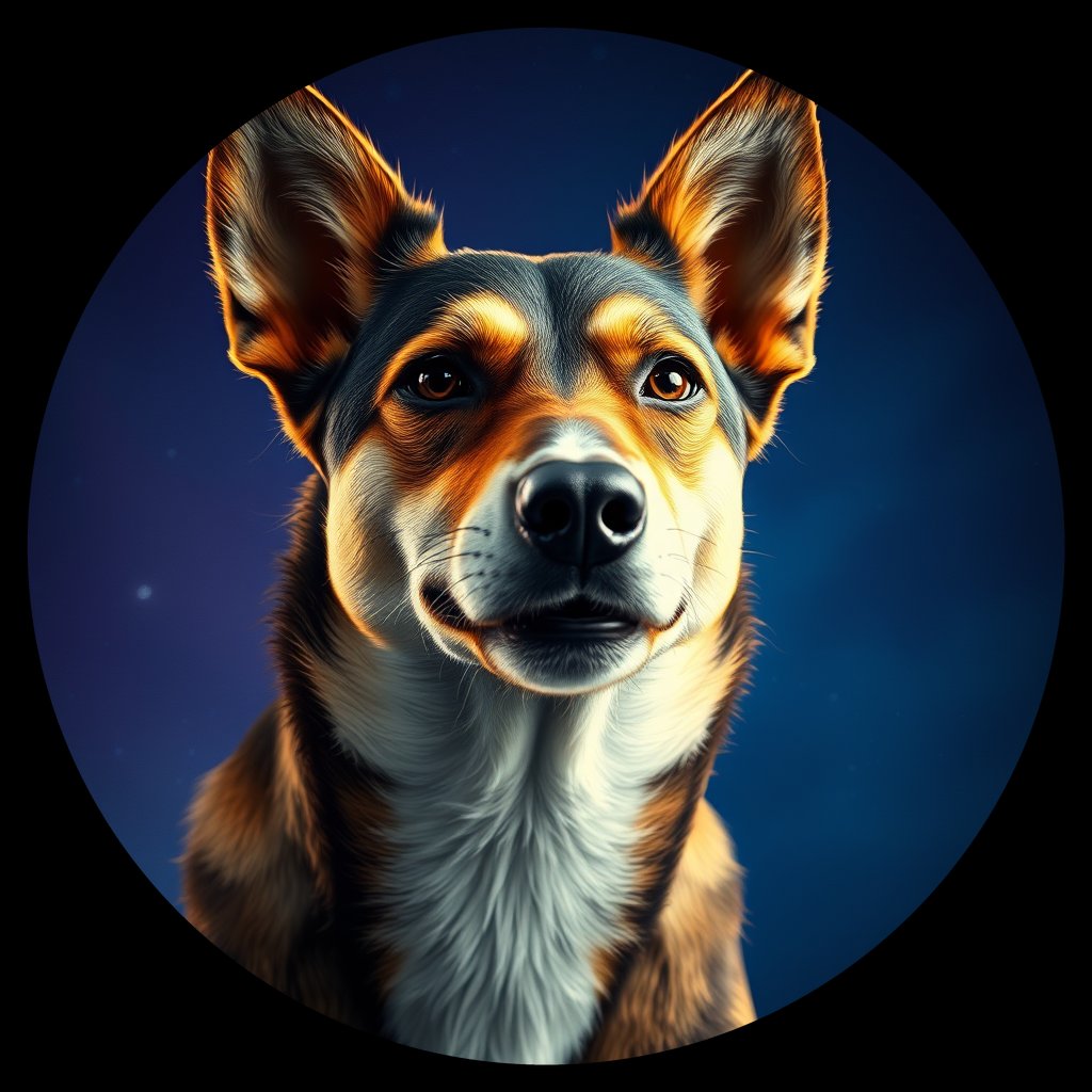 Cosmic medallion portrait of AUCD_AUCD_15C09, a Australian Cattle Dog