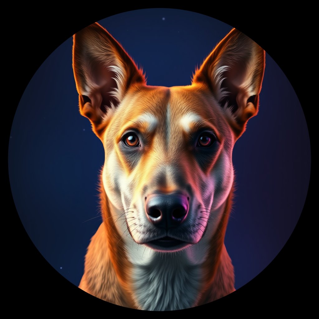 Cosmic medallion portrait of AUCD_AUCD_19A10, a Australian Cattle Dog