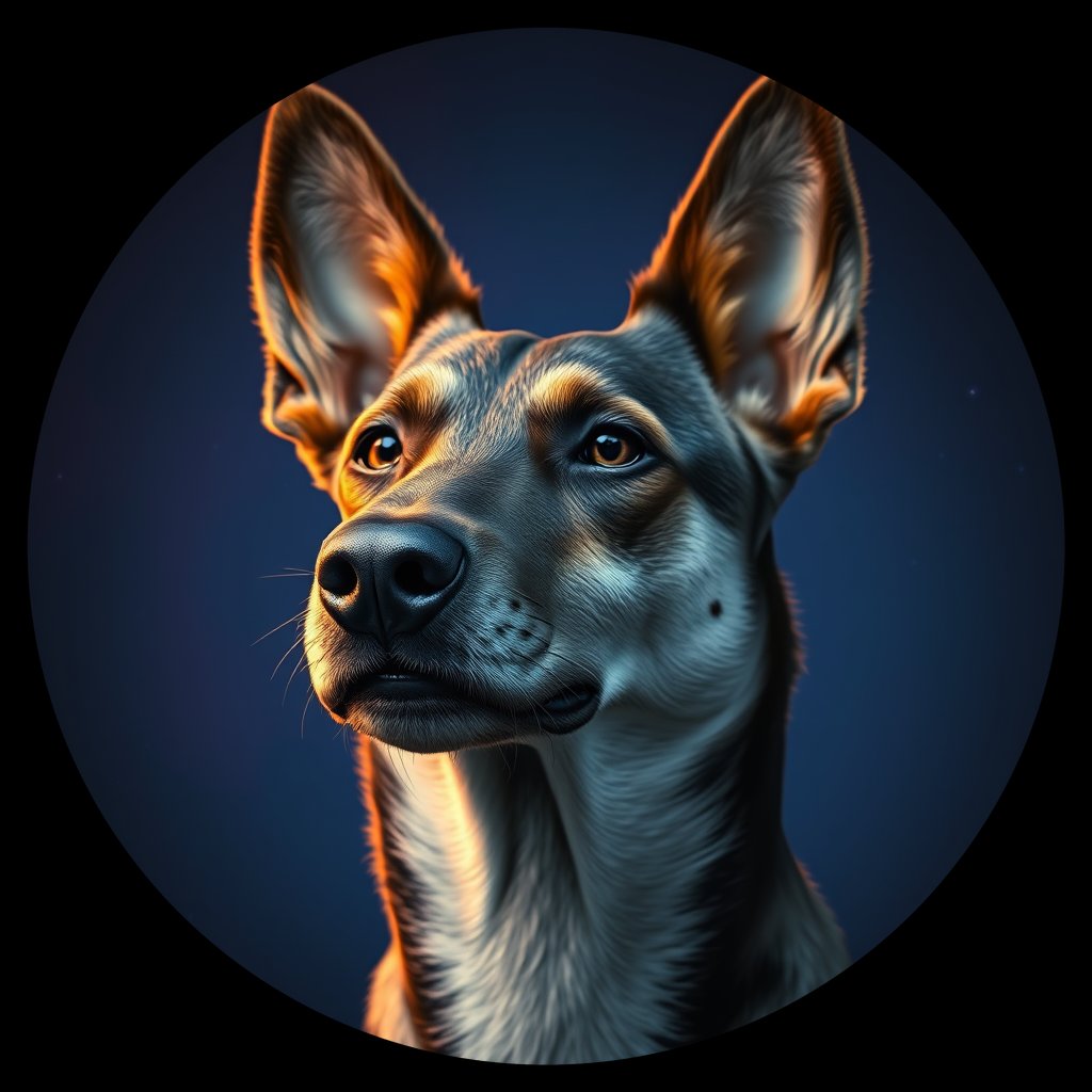 Cosmic medallion portrait of AUCD_AUCD_25269, a Australian Cattle Dog