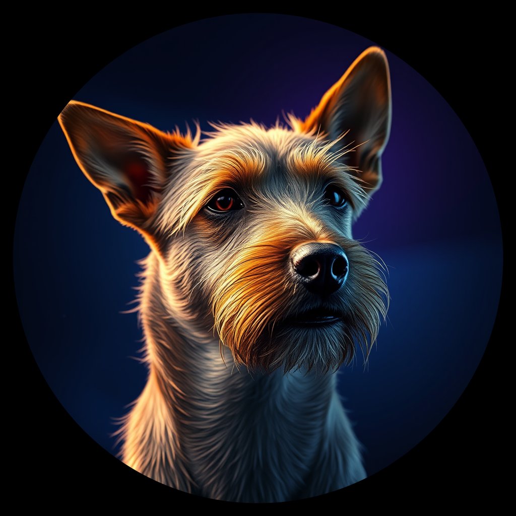 Cosmic medallion portrait of AUST_AUST_07260, a Australian Terrier