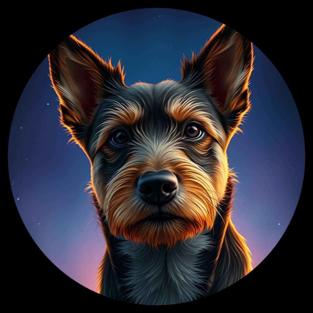 Cosmic medallion portrait of AUST_AUST_07422, a Australian Terrier