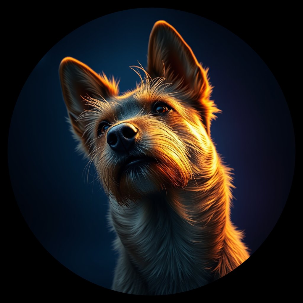 Cosmic medallion portrait of AUST_AUST_07720, a Australian Terrier