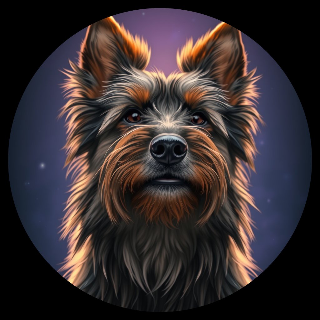 Cosmic medallion portrait of AUST_AUST_07721, a Australian Terrier