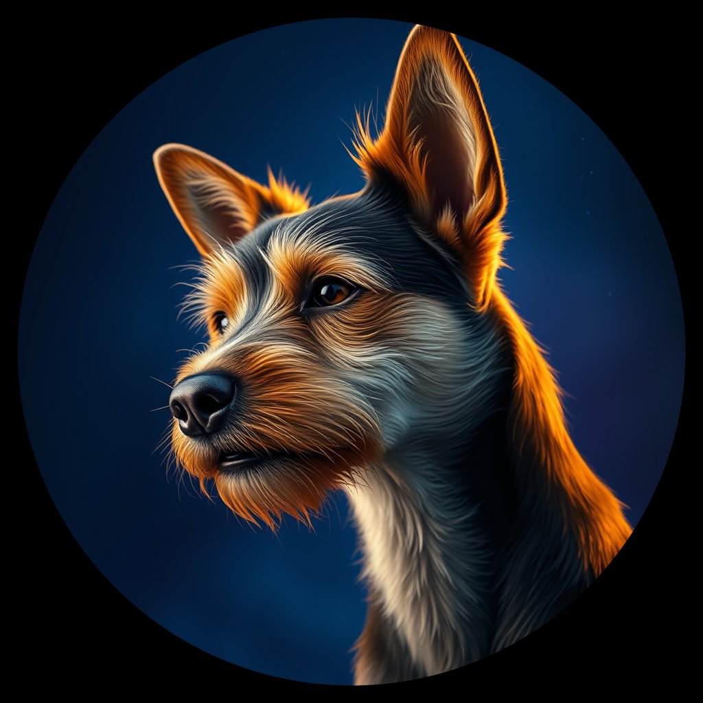 Cosmic medallion portrait of AUST_AUST_08658, a Australian Terrier