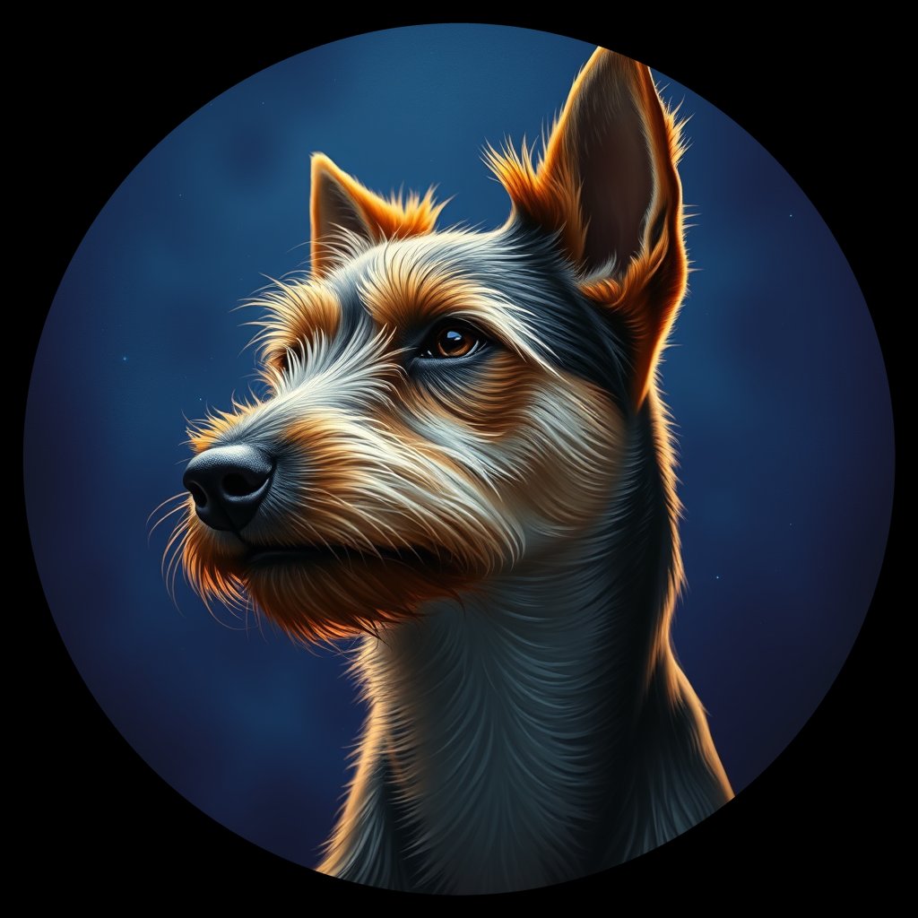 Cosmic medallion portrait of AUST_AUST_08659, a Australian Terrier