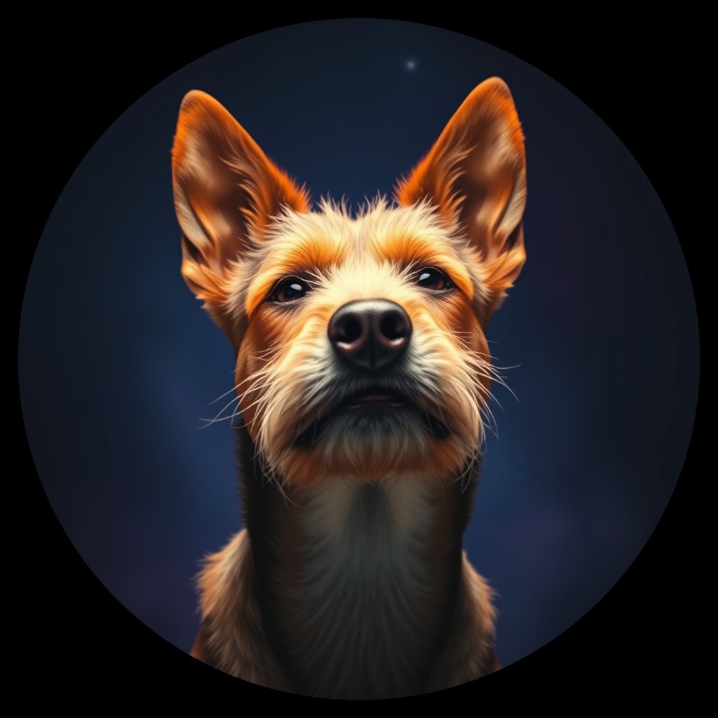 Cosmic medallion portrait of AUST_AUST_08660, a Australian Terrier