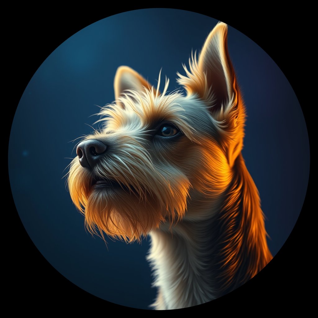 Cosmic medallion portrait of AUST_AUST_08661, a Australian Terrier