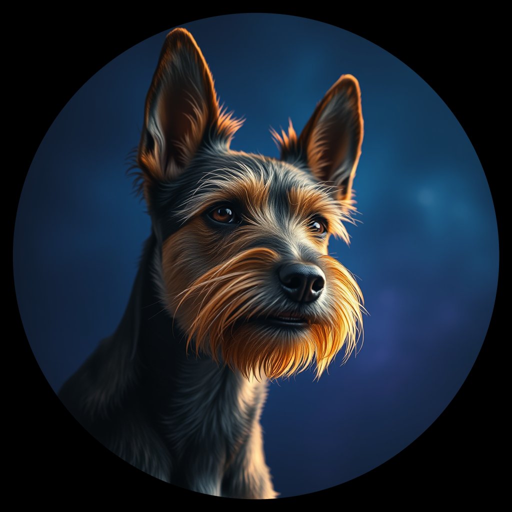 Cosmic medallion portrait of AUST_AUST_08662, a Australian Terrier