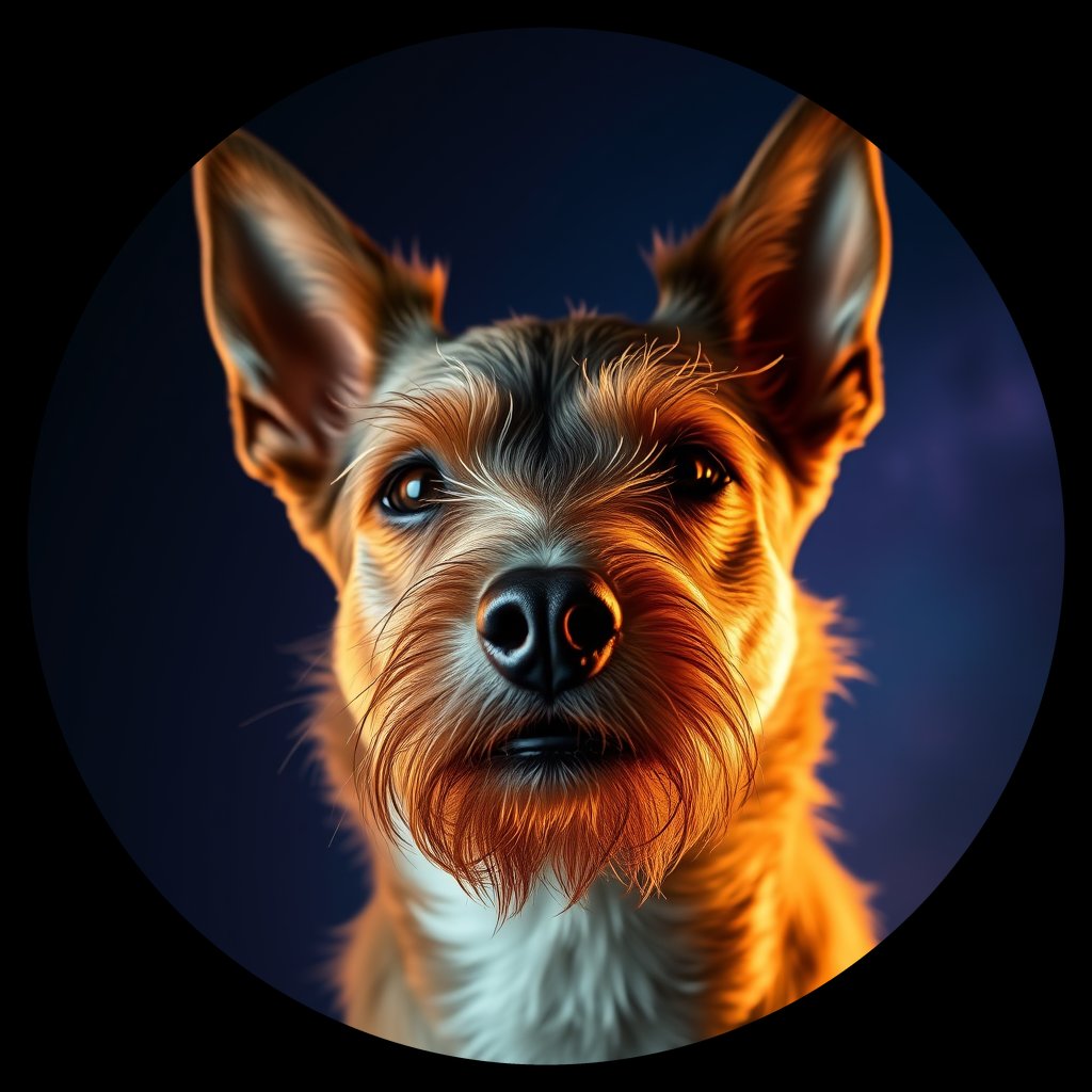 Cosmic medallion portrait of AUST_AUST_27161, a Australian Terrier