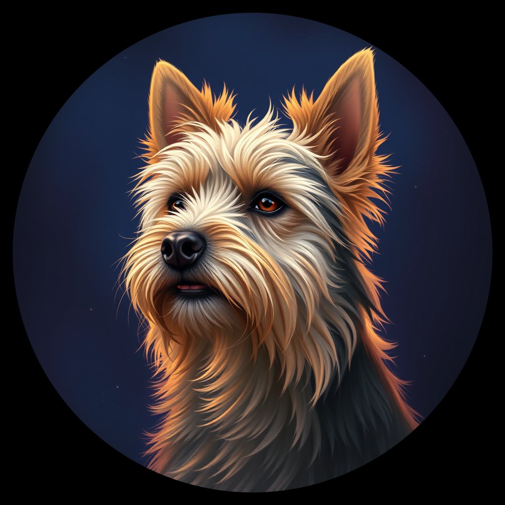 Cosmic medallion portrait of Allie-David-CT_Allie-David-CT, a Cairn Terrier