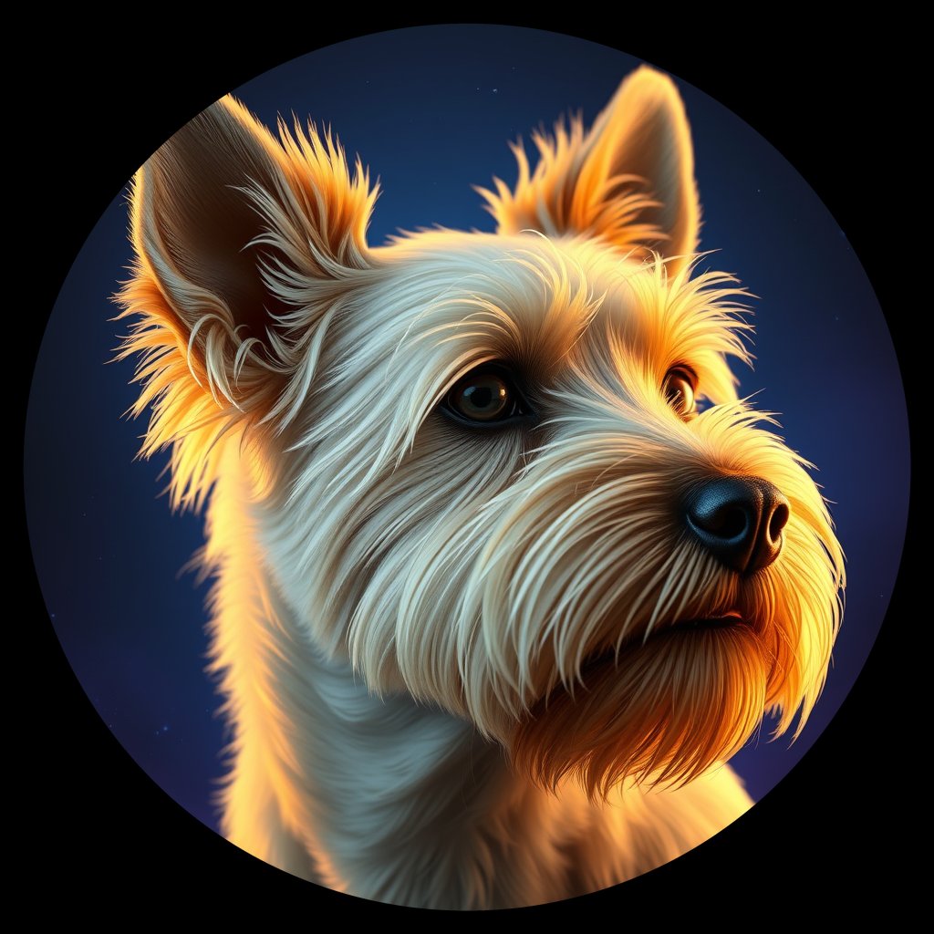 Cosmic medallion portrait of Andi-Patzman-CT_Andi-Patzman-CT, a Cairn Terrier