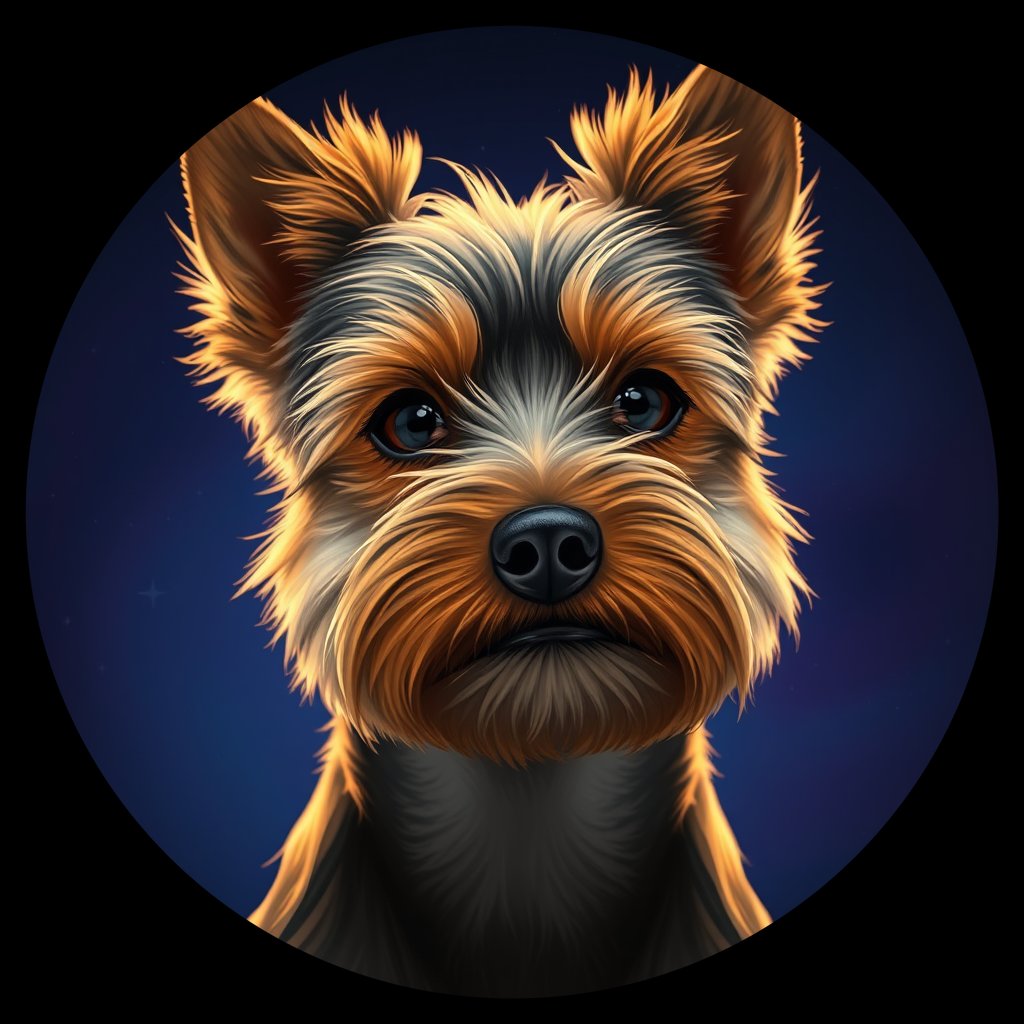 Cosmic medallion portrait of April-Sanders-YT_April-Sanders-YT, a Yorkshire Terrier