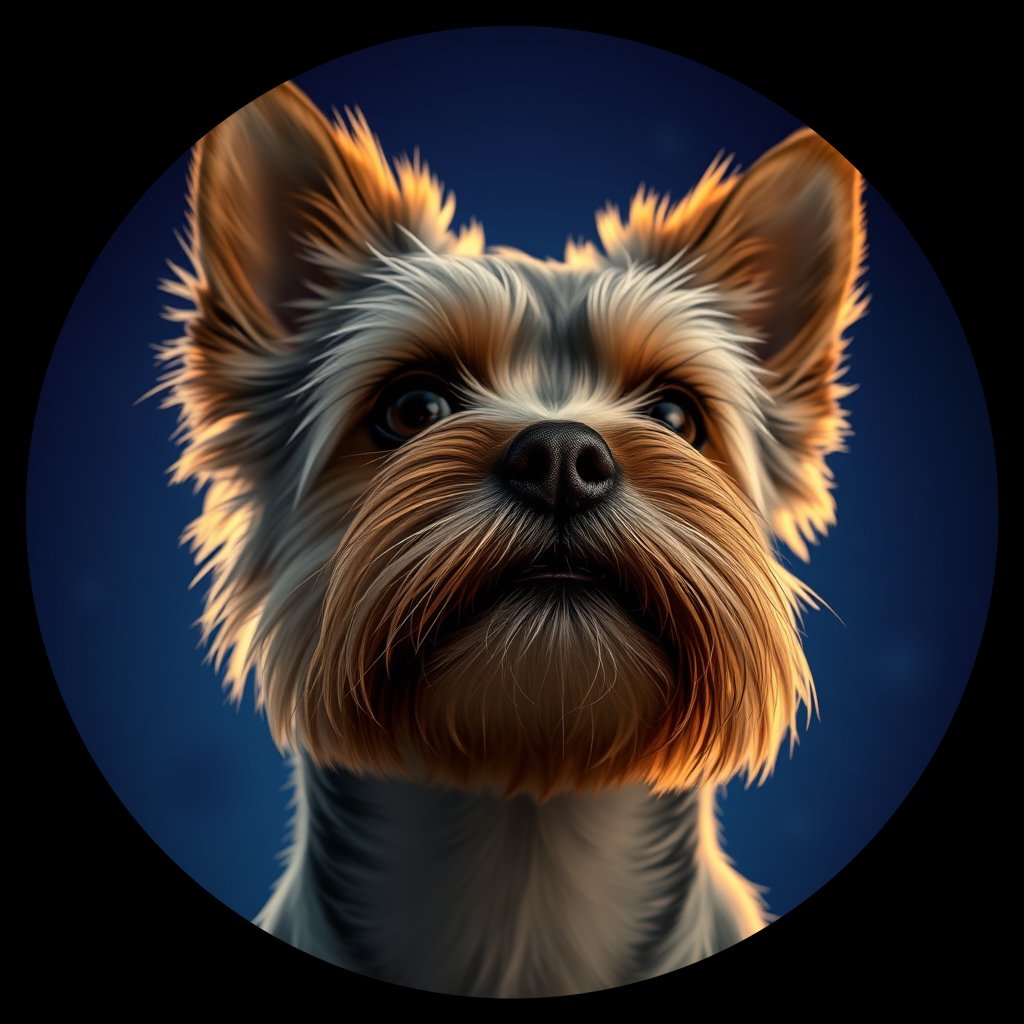 Cosmic medallion portrait of Asia-Sanders-YT_Asia-Sanders-YT, a Yorkshire Terrier