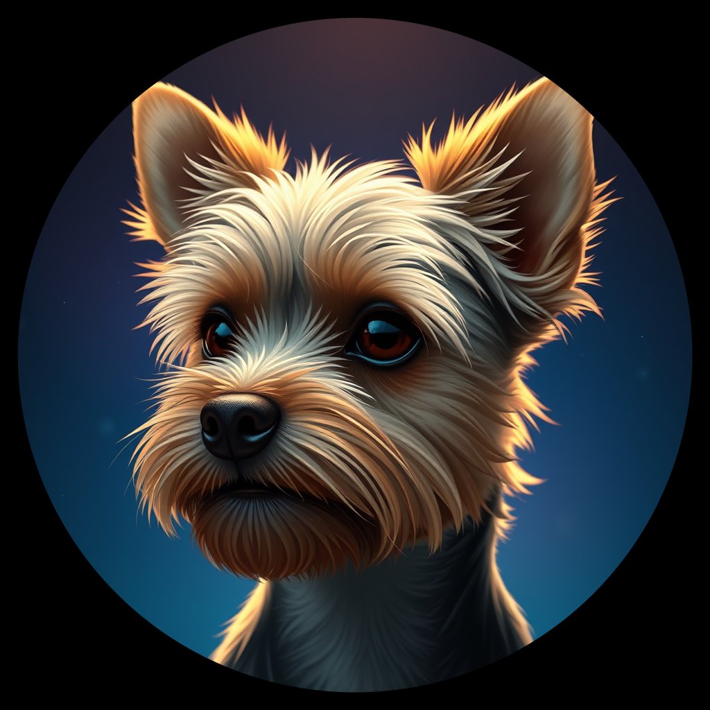 Cosmic medallion portrait of Ava-Richter-YT_Ava-Richter-YT, a Yorkshire Terrier