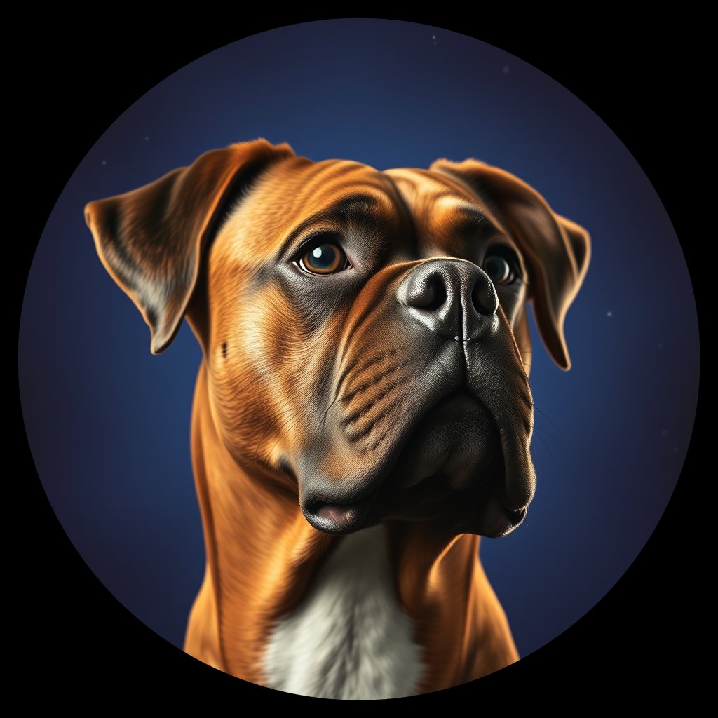 Cosmic medallion portrait of B1-B13-FEMALE-N/A_B1-B13-FEMALE-N/A, a Boxer