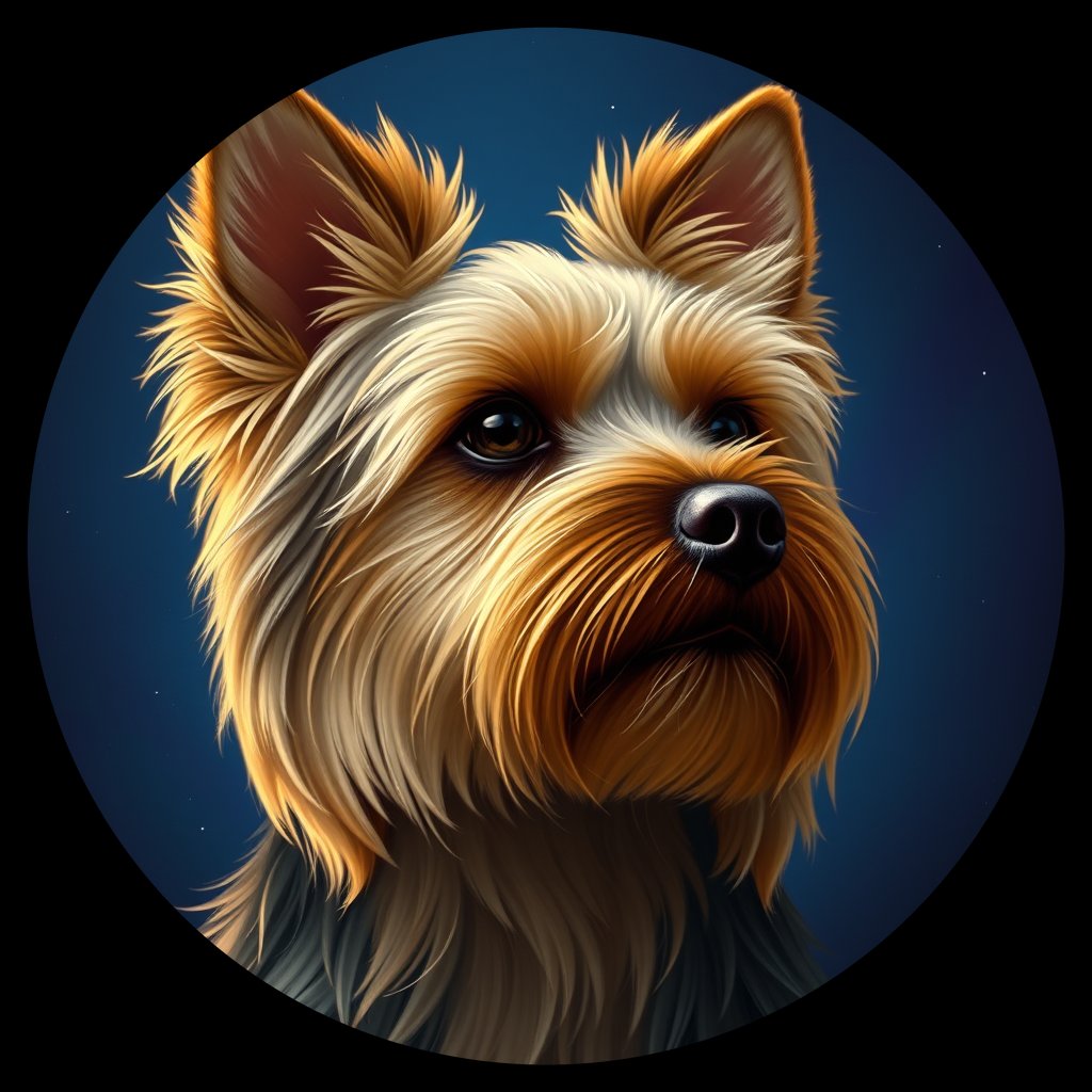 Cosmic medallion portrait of B10-Lilo-Bennet-Oram-YT_B10-Lilo-Bennet-Oram-YT, a Yorkshire Terrier