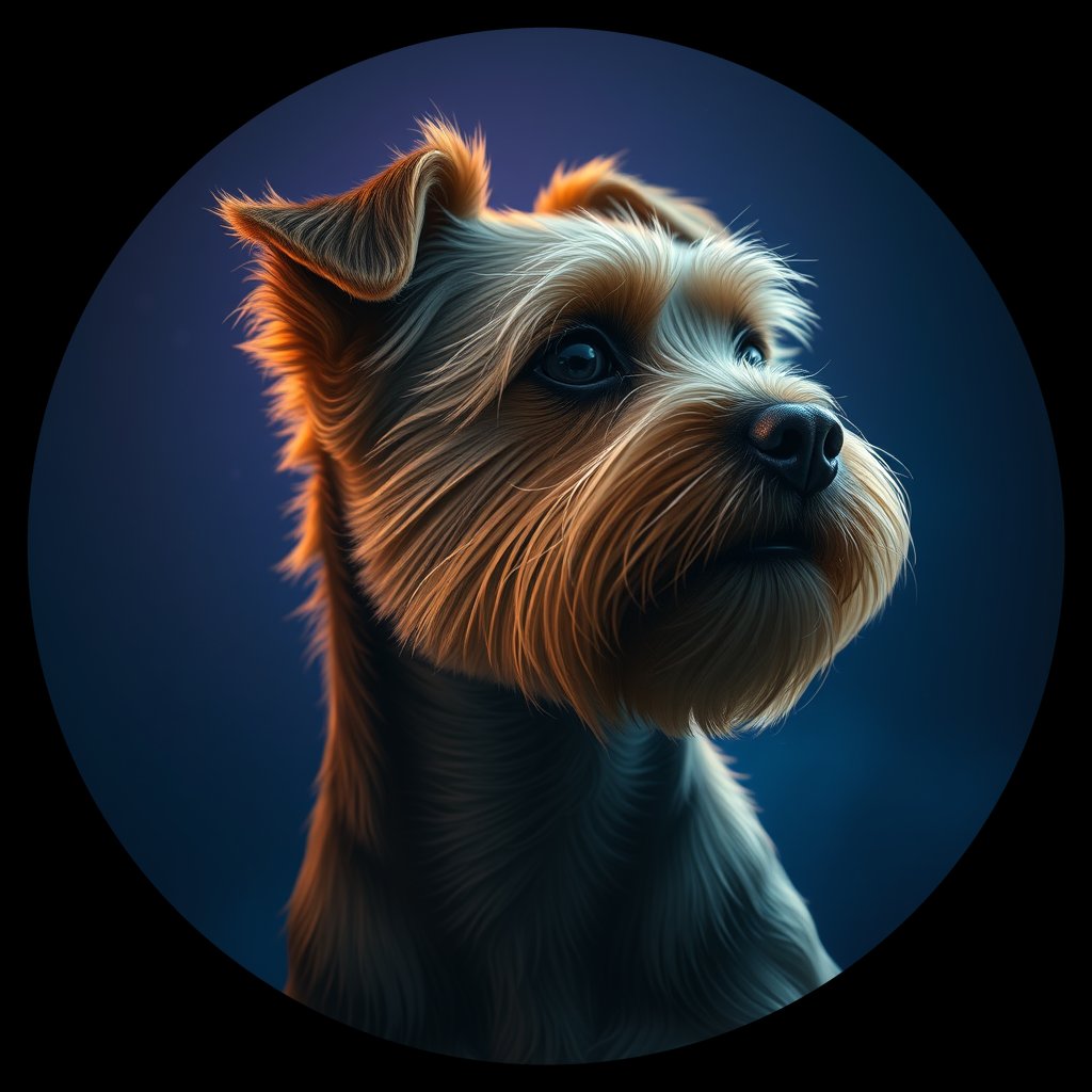 Cosmic medallion portrait of B11-Maggie-Brown-NT_B11-Maggie-Brown-NT, a Norfolk Terrier