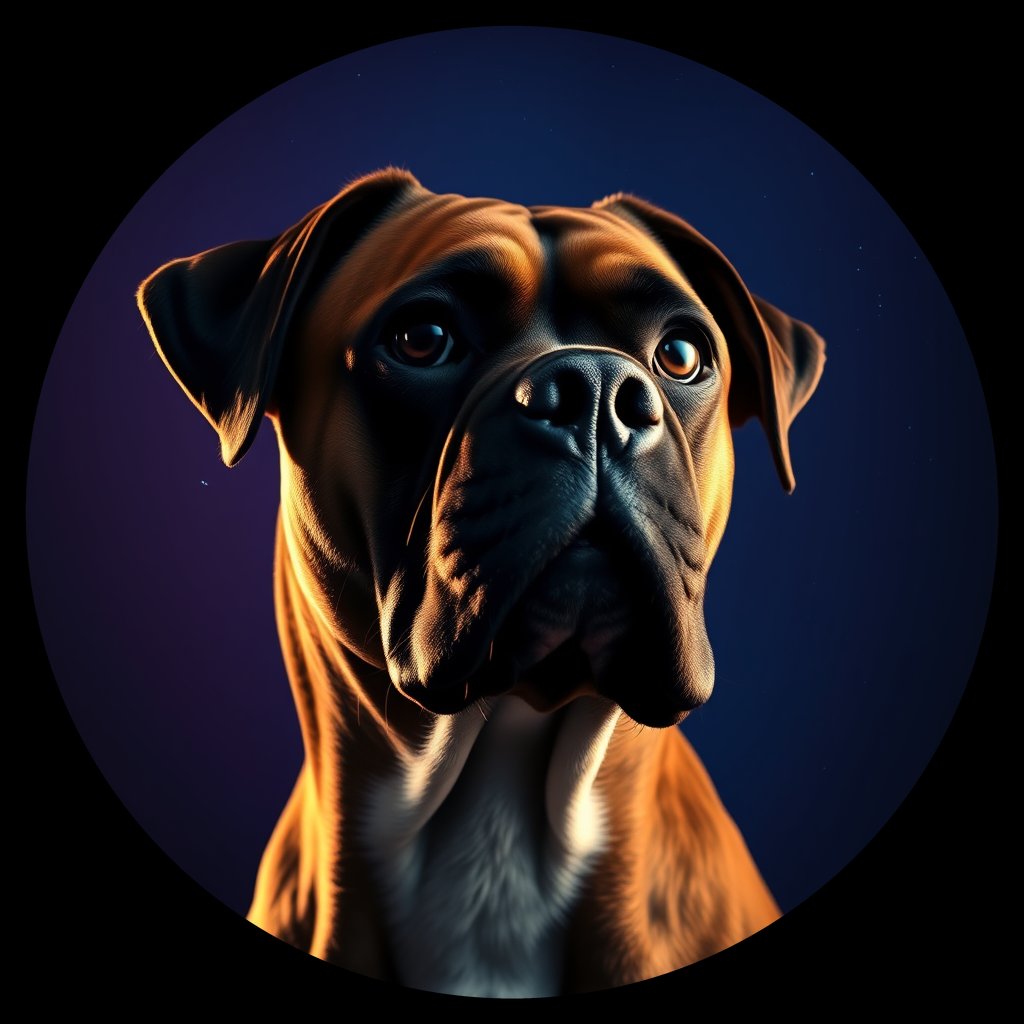 Cosmic medallion portrait of B2-HUC20-MALE-5612_B2-HUC20-MALE-5612, a Boxer