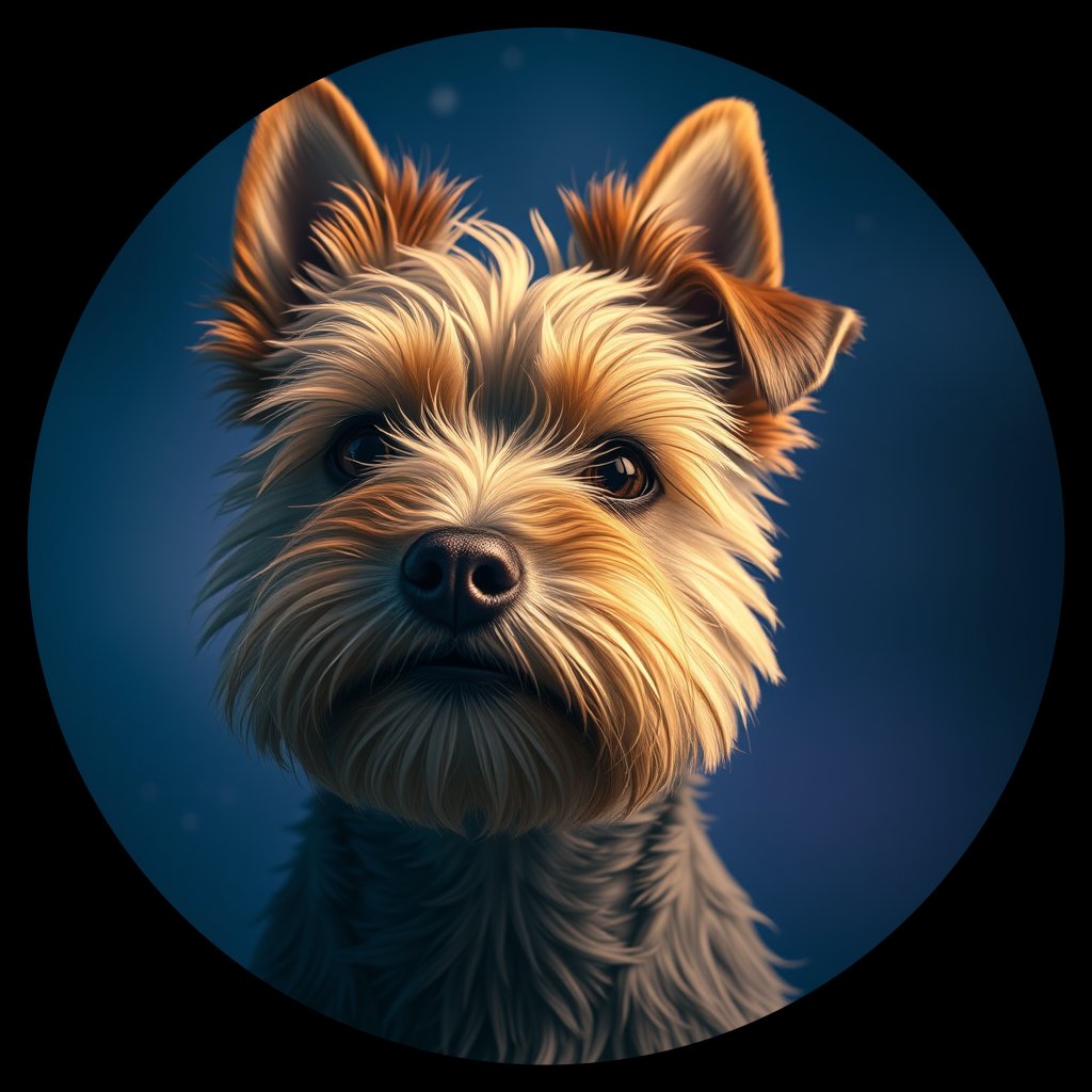 Cosmic medallion portrait of B2-Margo-CT_B2-Margo-CT, a Cairn Terrier