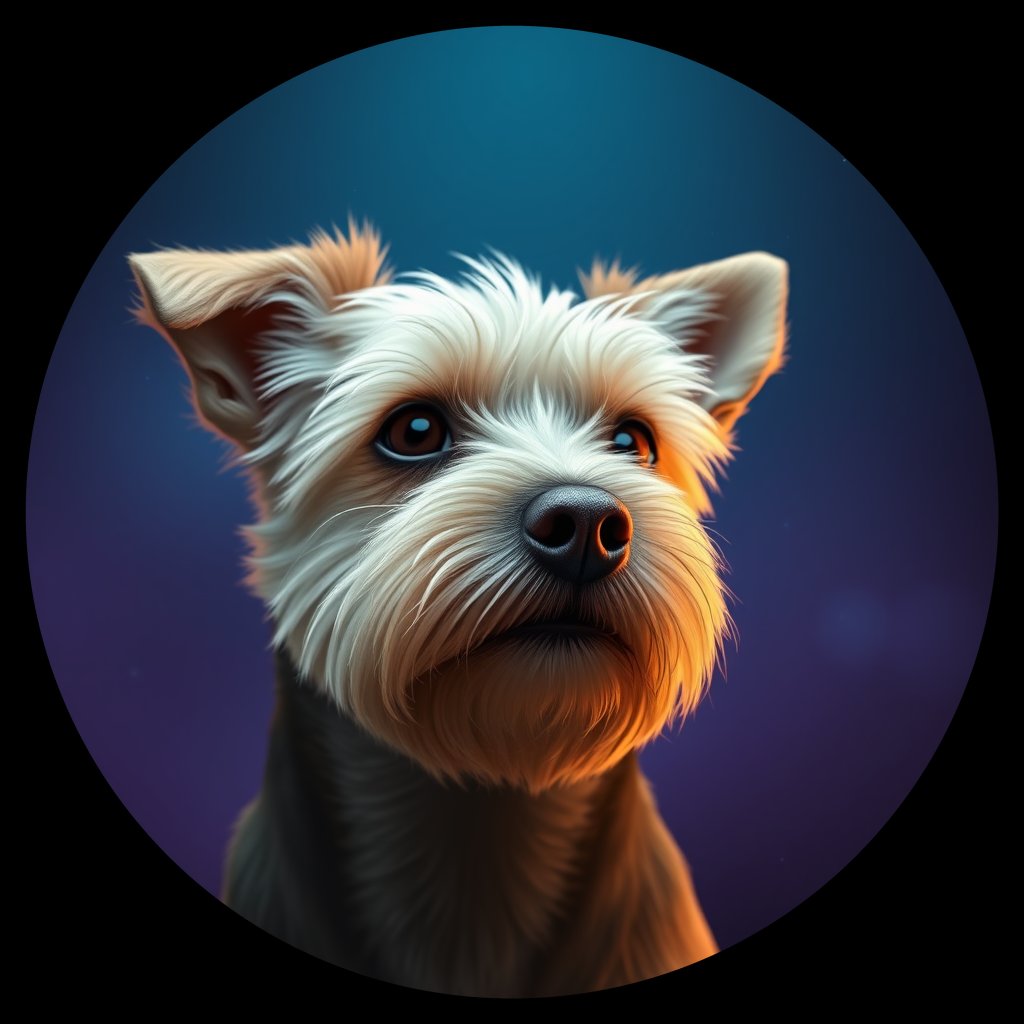 Cosmic medallion portrait of B3-Gaelic-CT_B3-Gaelic-CT, a Cairn Terrier