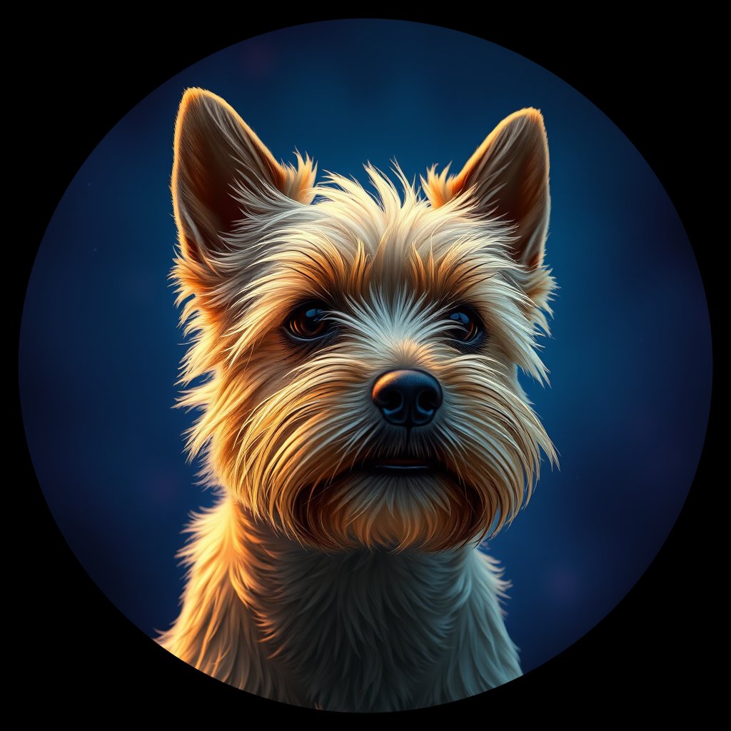 Cosmic medallion portrait of B4-Pan-CT_B4-Pan-CT, a Cairn Terrier